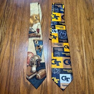 Two Georgia Tech neckties silk GT